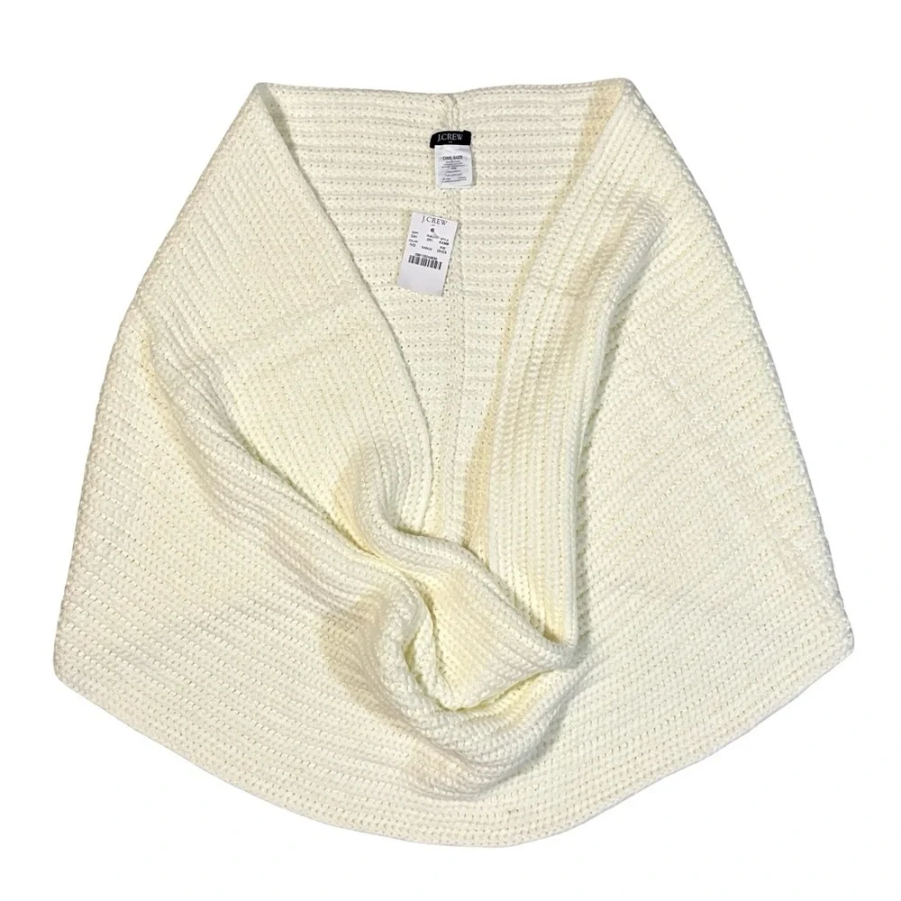 NWT J.Crew Super‑Soft Ribbed Knit Chunky Infinity Scarf Ivory One Size
